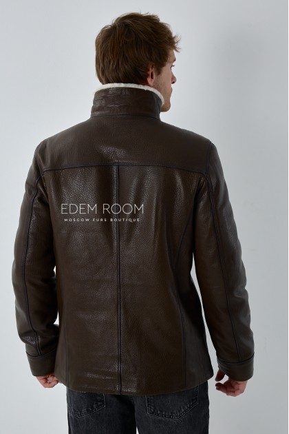 мужская коричневая дублёнка