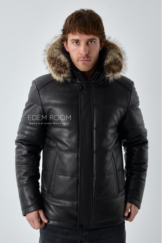 кожаная утепленная куртка для мужчин