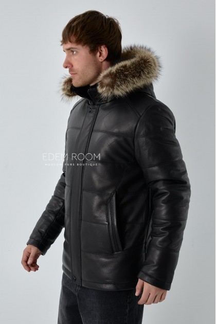 кожаная утепленная куртка для мужчин