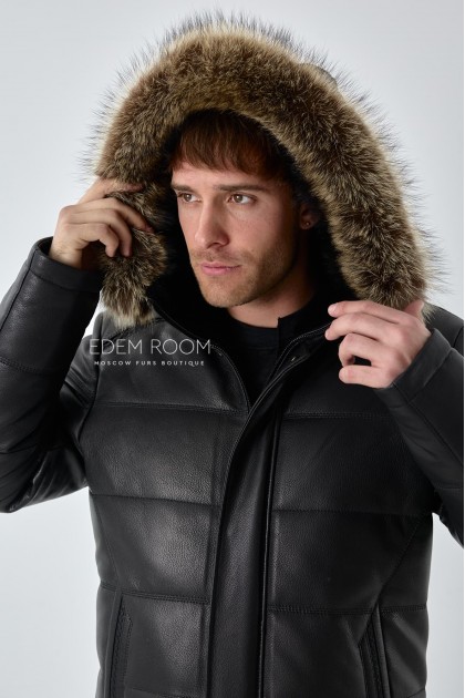 кожаная утепленная куртка для мужчин