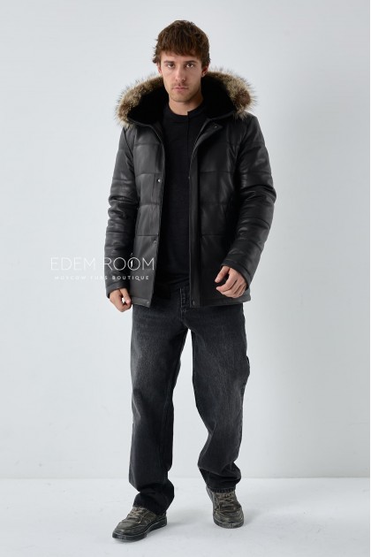 кожаная утепленная куртка для мужчин