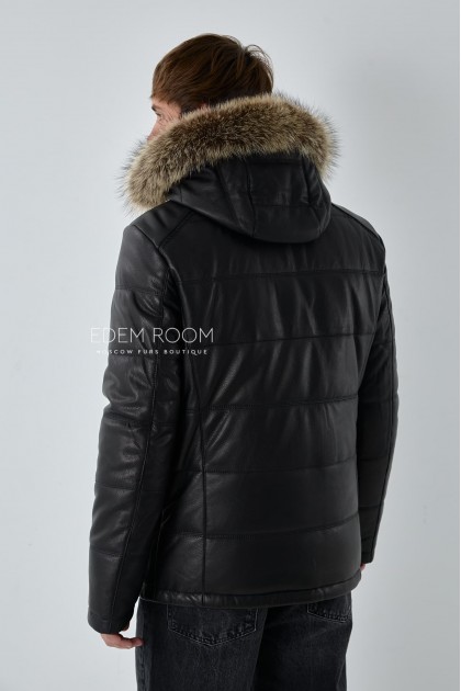 кожаная утепленная куртка для мужчин