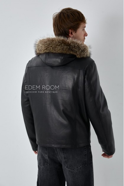 мужская кожаная куртка на пуху