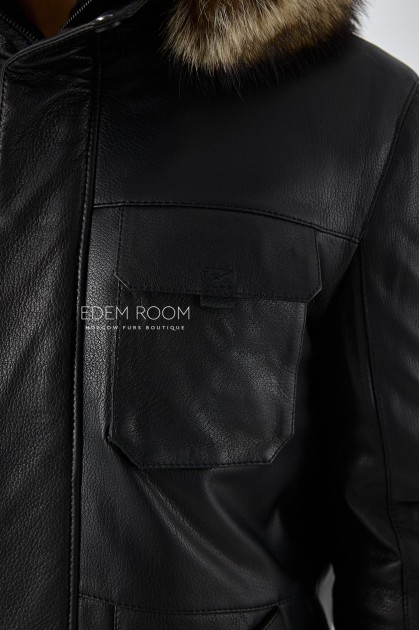 мужская кожаная куртка на пуху