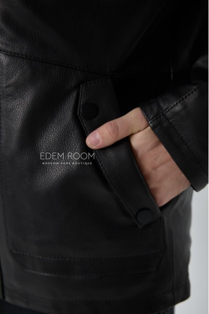 мужская кожаная куртка на пуху