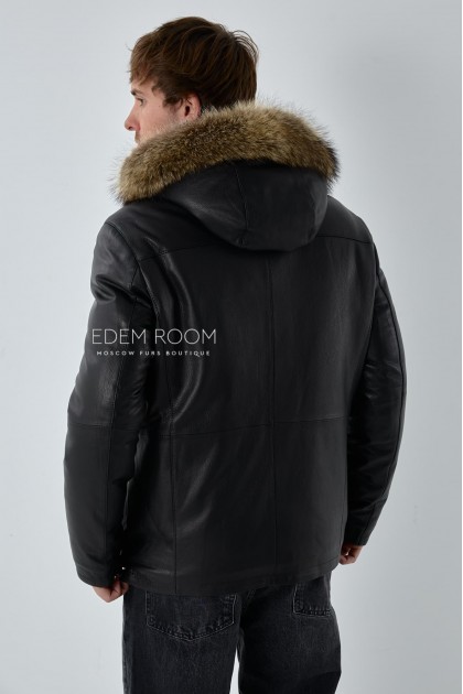 мужская кожаная куртка на пуху