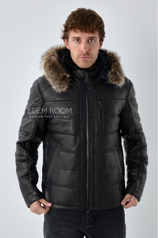 мужская зимняя кожаная куртка