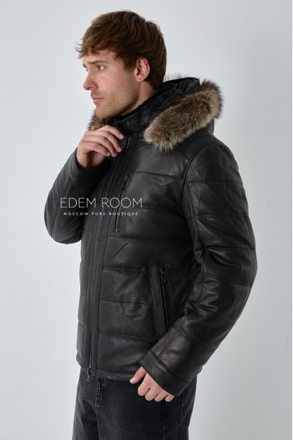 мужская зимняя кожаная куртка