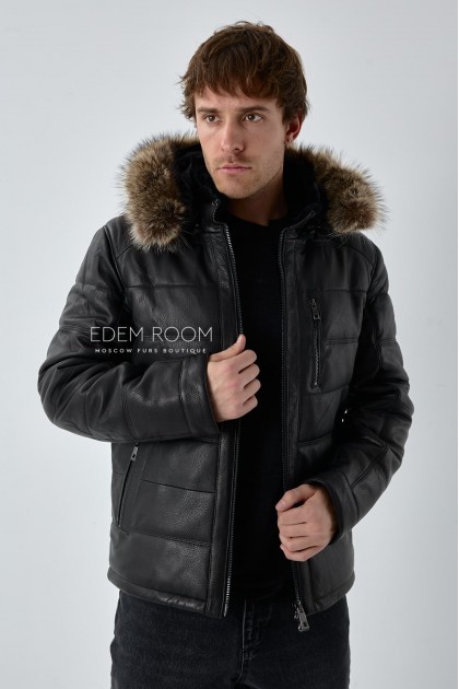 мужская зимняя кожаная куртка