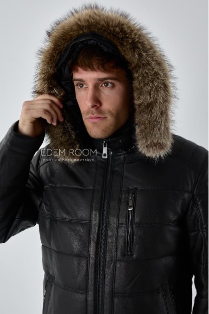 мужская зимняя кожаная куртка