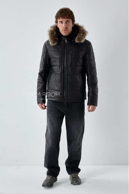 мужская зимняя кожаная куртка