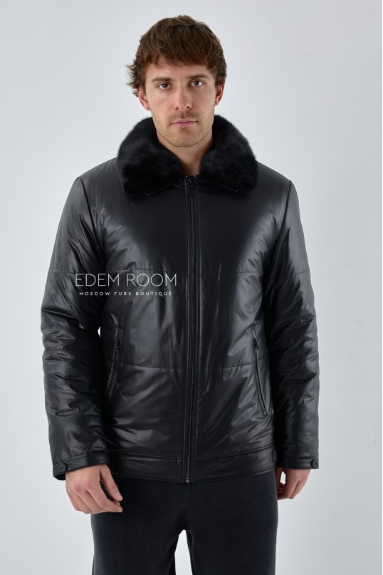 теплая мужская куртка с отложным воротником