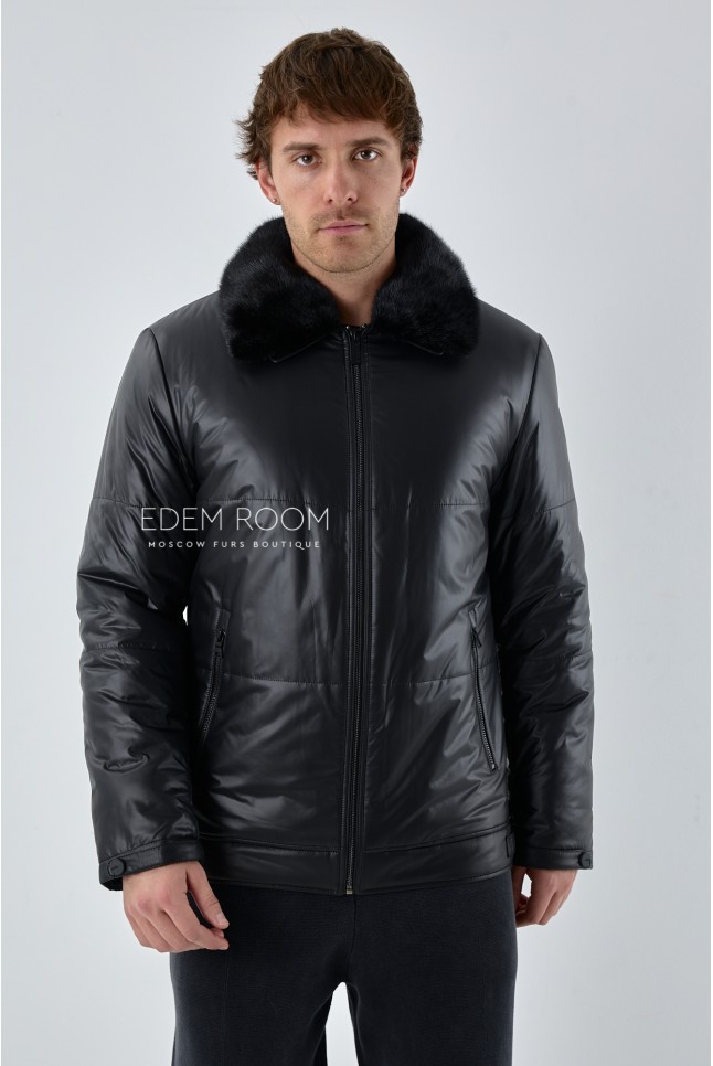 теплая мужская куртка с отложным воротником