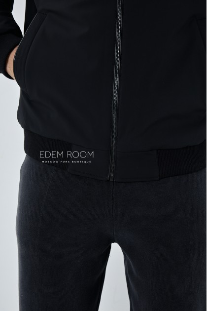 мужская куртка - бомбер с меховым воротником