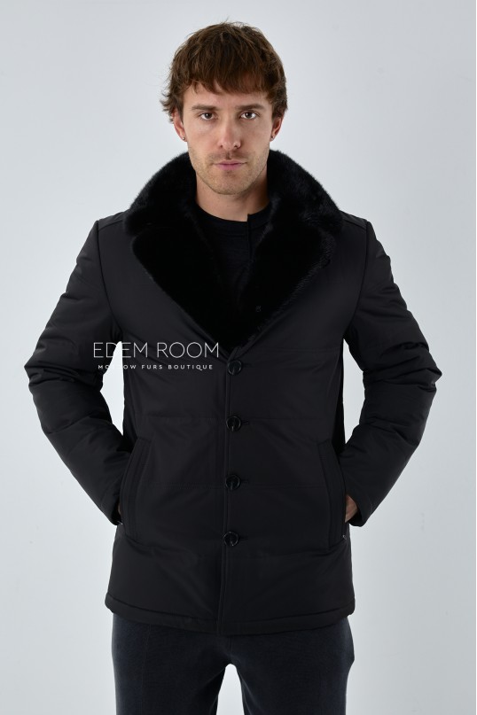 тканевая куртка с норковым воротником