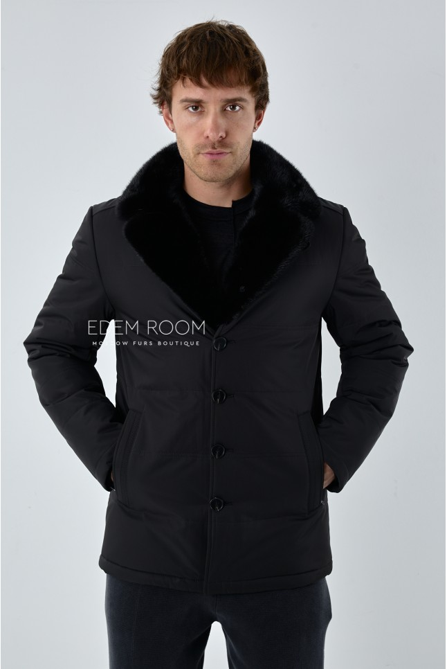 тканевая куртка с норковым воротником