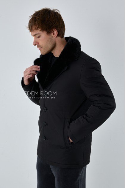 тканевая куртка с норковым воротником