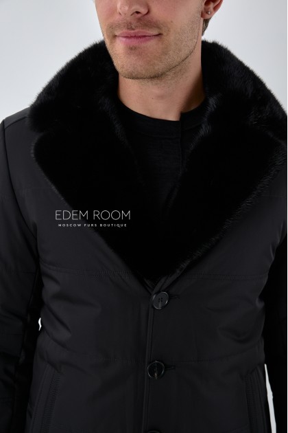 тканевая куртка с норковым воротником