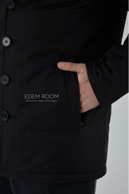 тканевая куртка с норковым воротником