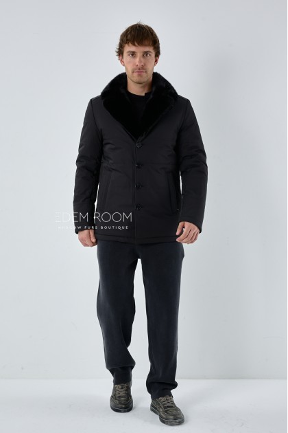 тканевая куртка с норковым воротником