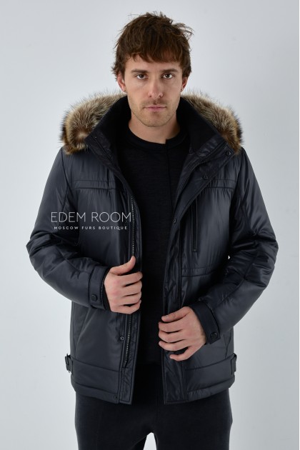 утеплённая мужская куртка с капюшоном