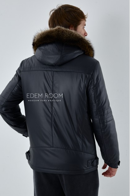 утеплённая мужская куртка с капюшоном
