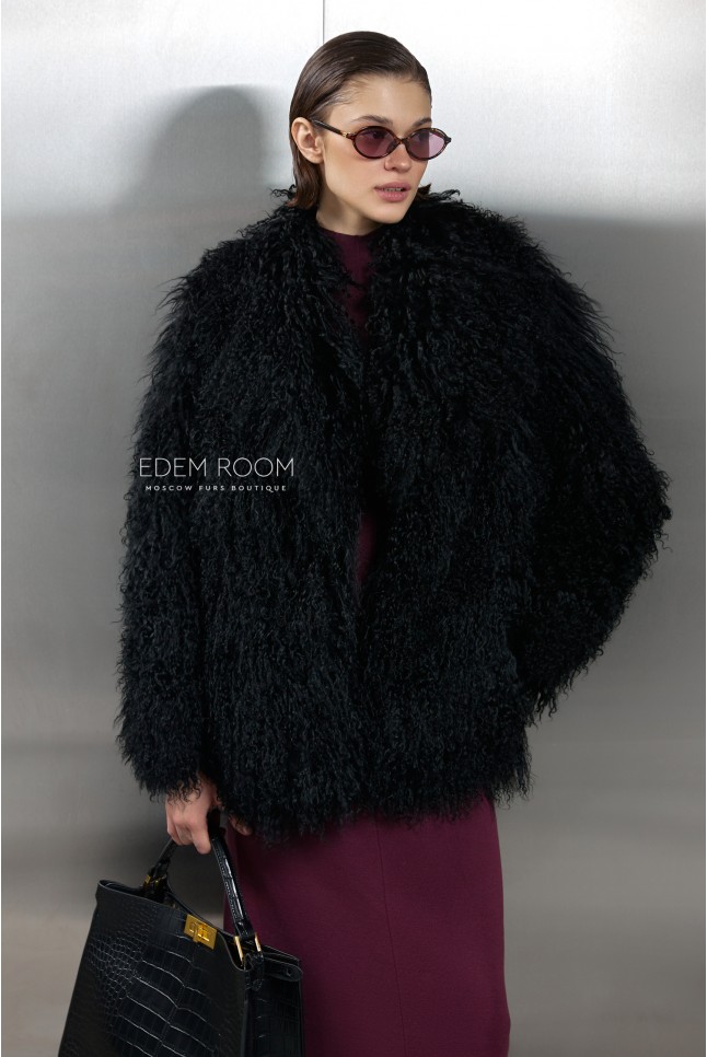 короткая шуба из ламы