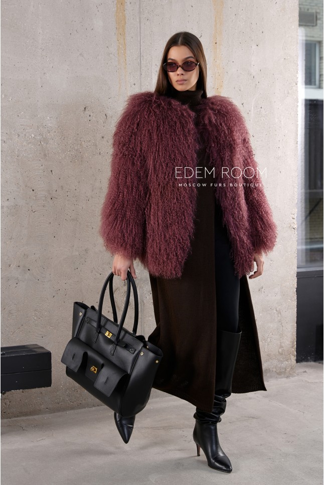 короткая шуба из ламы