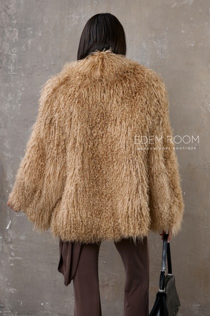 шуба из ламы с английским воротником