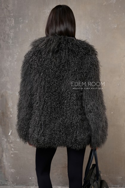 шуба из ламы - воротник английский
