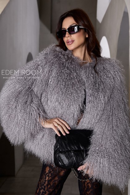 короткая шуба из ламы