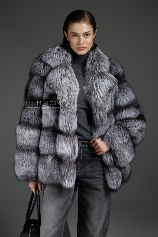 полушубок из чернобурой  лисы