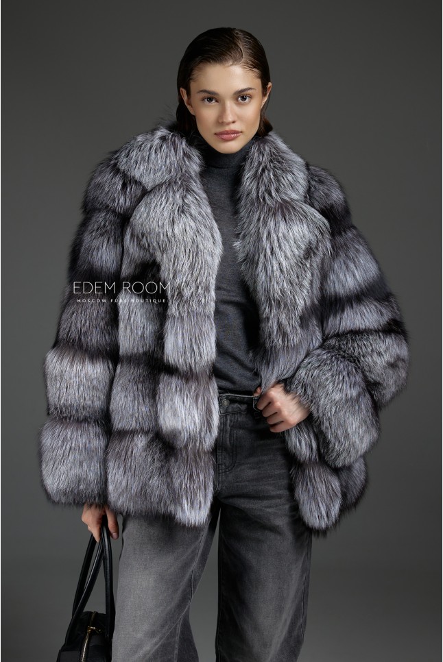 полушубок из чернобурой  лисы