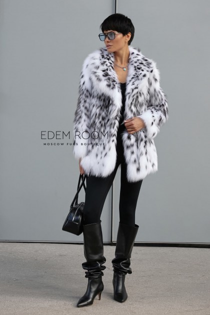 шуба из белой лисы под рысь