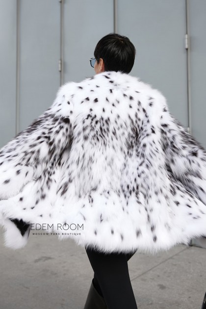 шуба из белой лисы под рысь