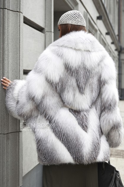 шуба - пончо из лисы