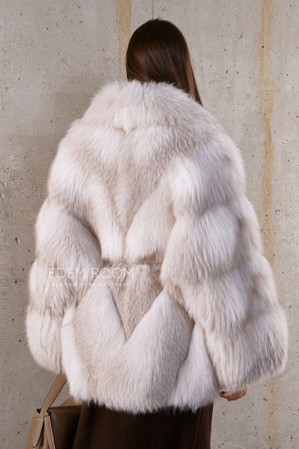 шуба - пончо из лисы