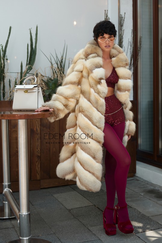 винтажная шуба из лисы