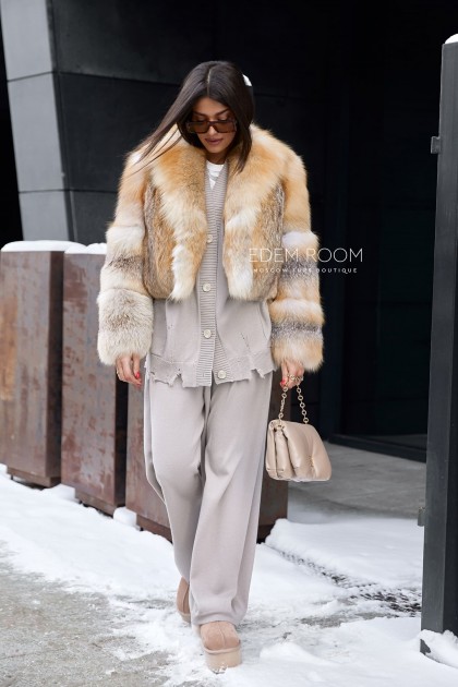 короткая шуба из лисы