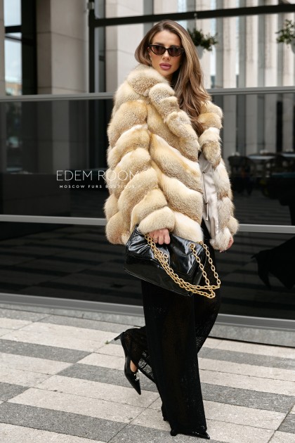 винтажный полушубок из меха лисы