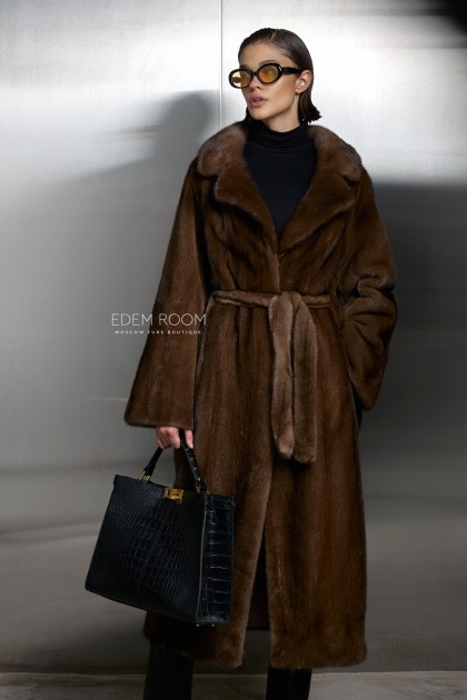 норковая шуба с поясом