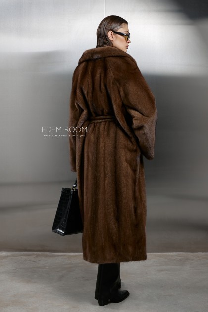 норковая шуба с поясом