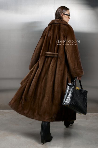 норковая шуба с поясом