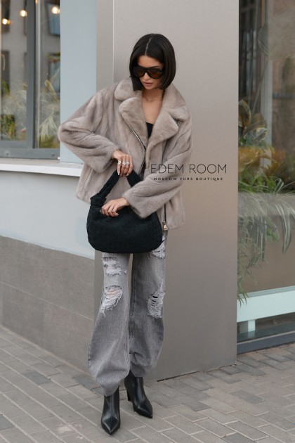 норковая куртка на молнии