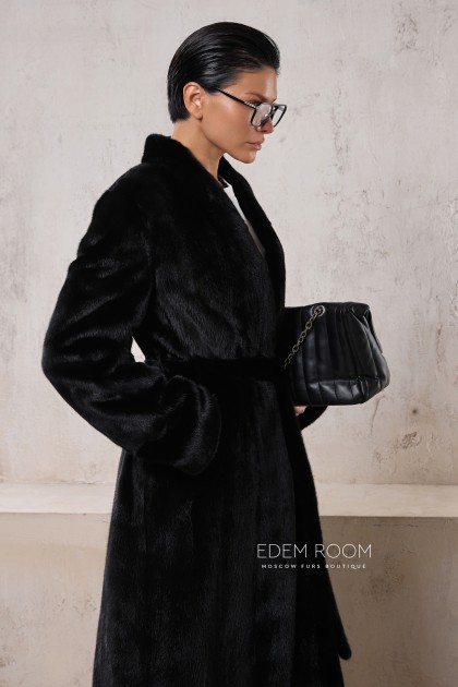 чёрная норковая шуба без воротника