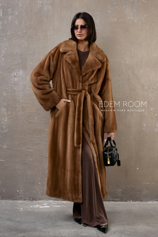 прямая шуба из норки с поясом прямая шуба из норки с поясом