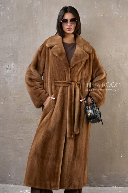 прямая шуба из норки с поясом прямая шуба из норки с поясом