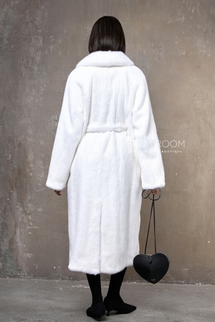 белая норковая шуба с поясом