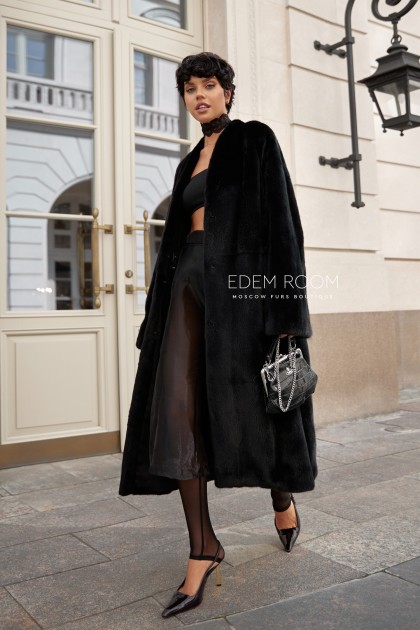 шуба из черной скандинавской норки