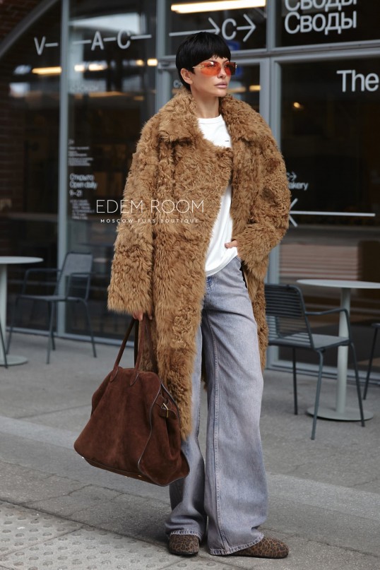 Итальянская двухсторонняя шуба - дублёнка из тиградо